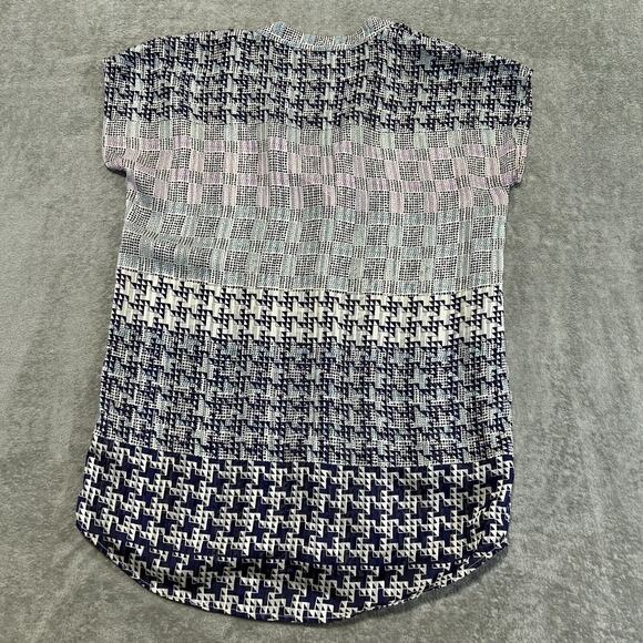Cabi Astor Geometric Print Blue Blouse Cap Sleeve‎ 735 Women's Small Lighweight - Picture 5 of 6